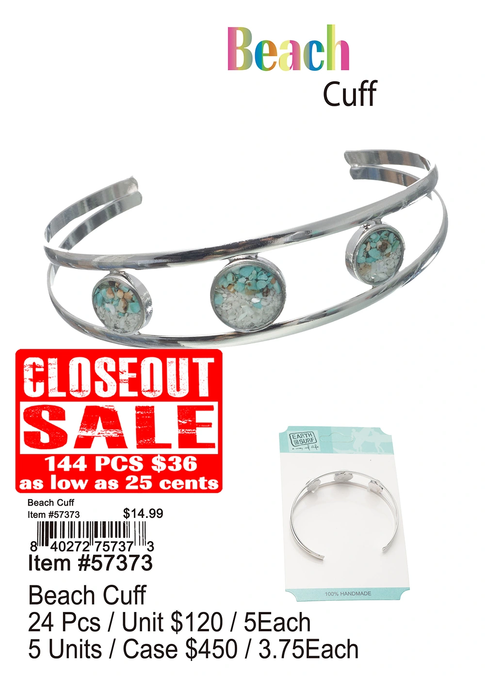 Beach Cuff - Closeout 144 Pcs.